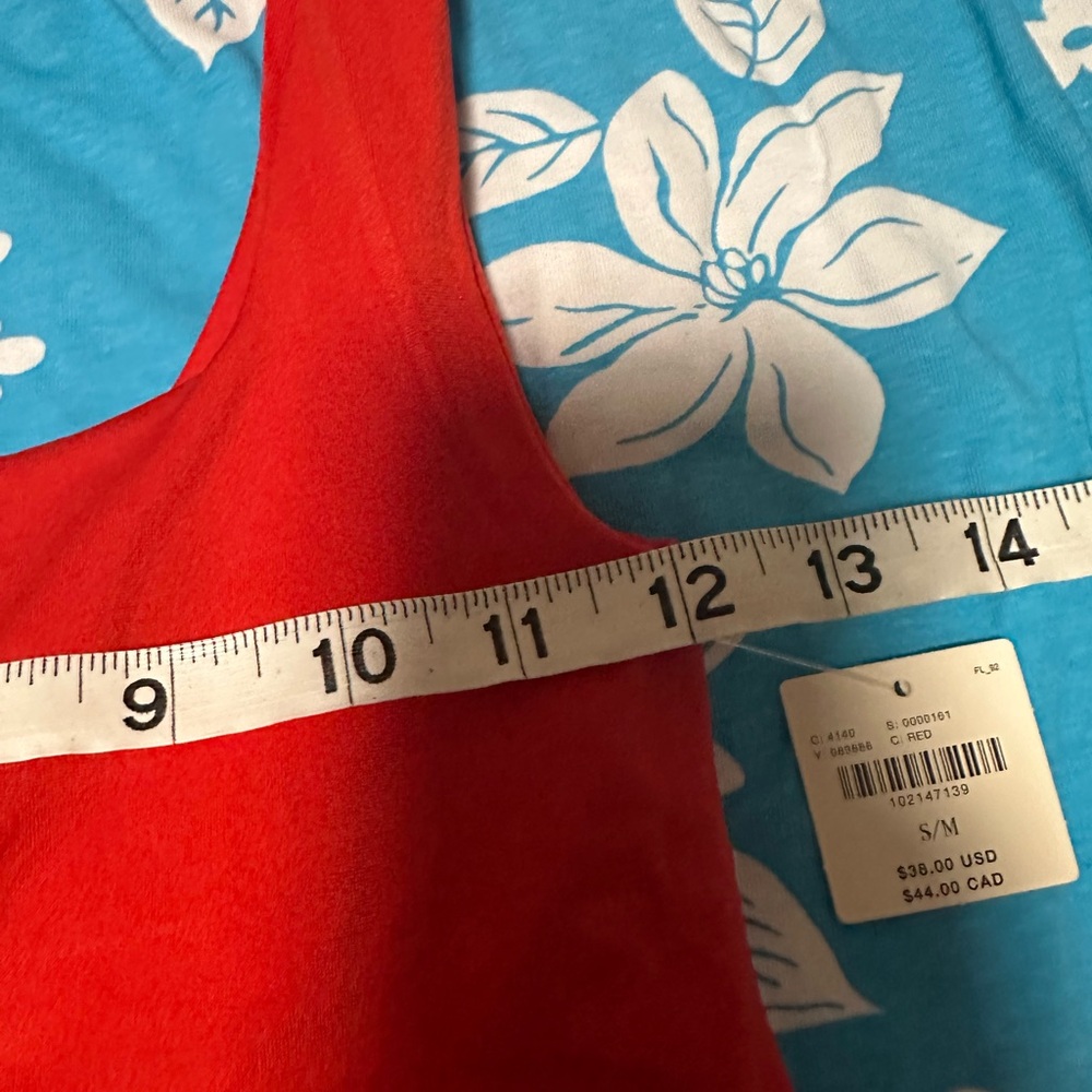 NWT Anthropologie The LyreBird Skin Seamless Square-Neck Tank red Orange S/M - Picture 5 of 5